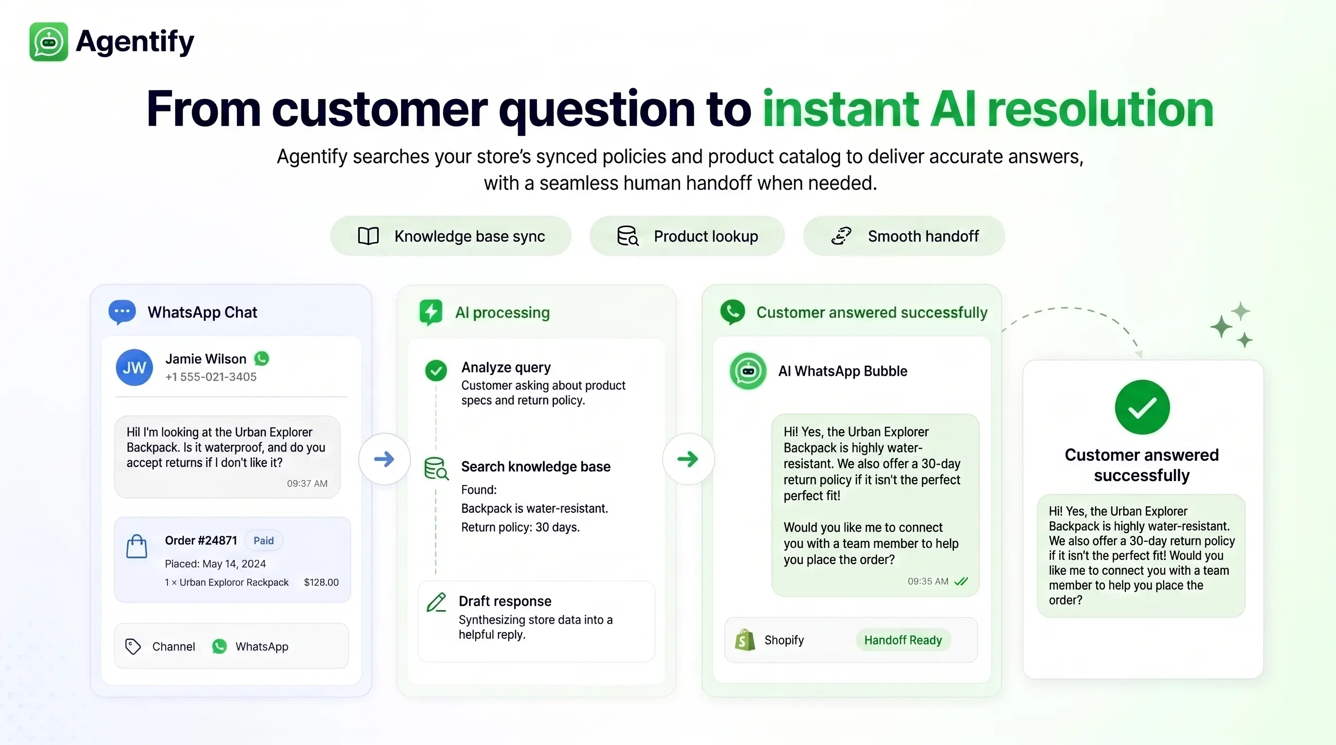 AI WhatsApp Support & Order Status Updates